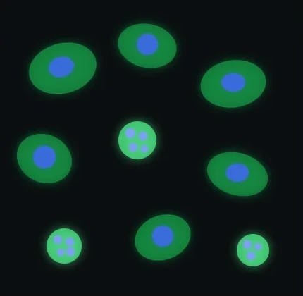 Fluorescence micrograph of apoptotic cells
